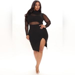 Fashion Nova Fallen Angel Mesh Midi Dress - Black